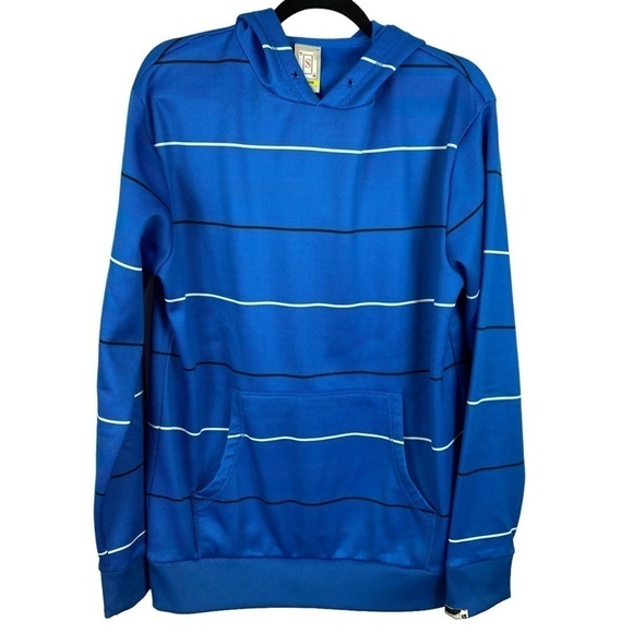 Burton Mens Snowboard Dryride Hoodie Sweater Small Blue Striped - Picture 1 of 15